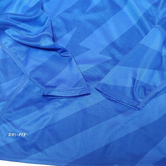 Nike Dri Fit Womens M Shirt Long Sleeve Running Athletic Blue Geometric 1/4 Zip - Picture 5 of 9